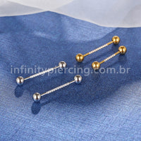 Piercing Mamilo Aço Cirúrgico Zircônia Cravejada