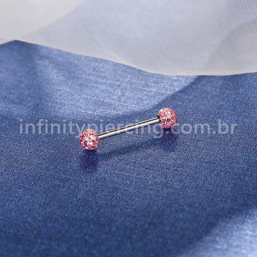 Piercing Barbell Titânio Cristais Swaroski