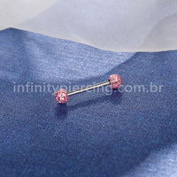 Piercing Barbell Titânio Cristais Swaroski