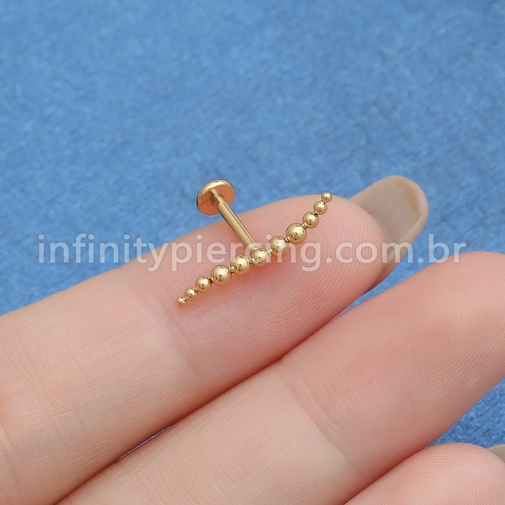 Piercing Labret Titânio Bolinhas Curvas