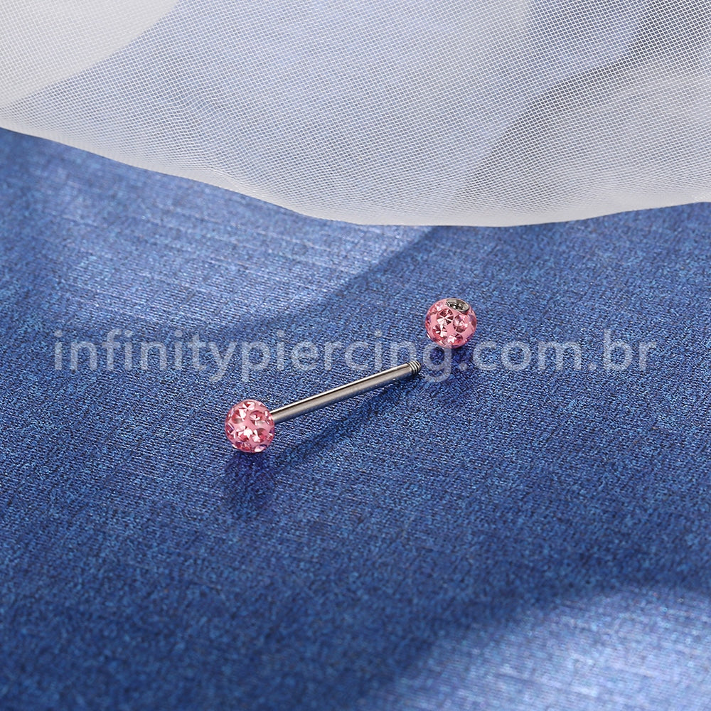 Piercing Barbell Titânio Cristais Swaroski