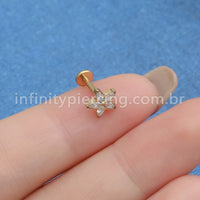 Piercing Labret Titânio Flor Zircônia Cravejada
