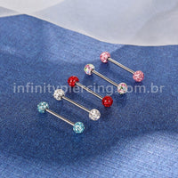 Piercing Barbell Titânio Cristais Swaroski