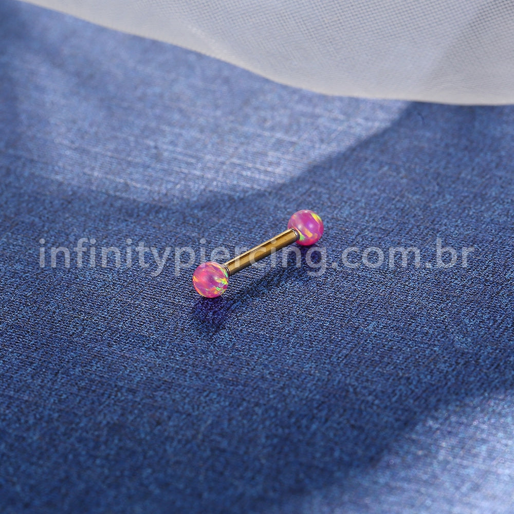 Piercing Barbell Reto Opala Aço Cirúrgico 316L