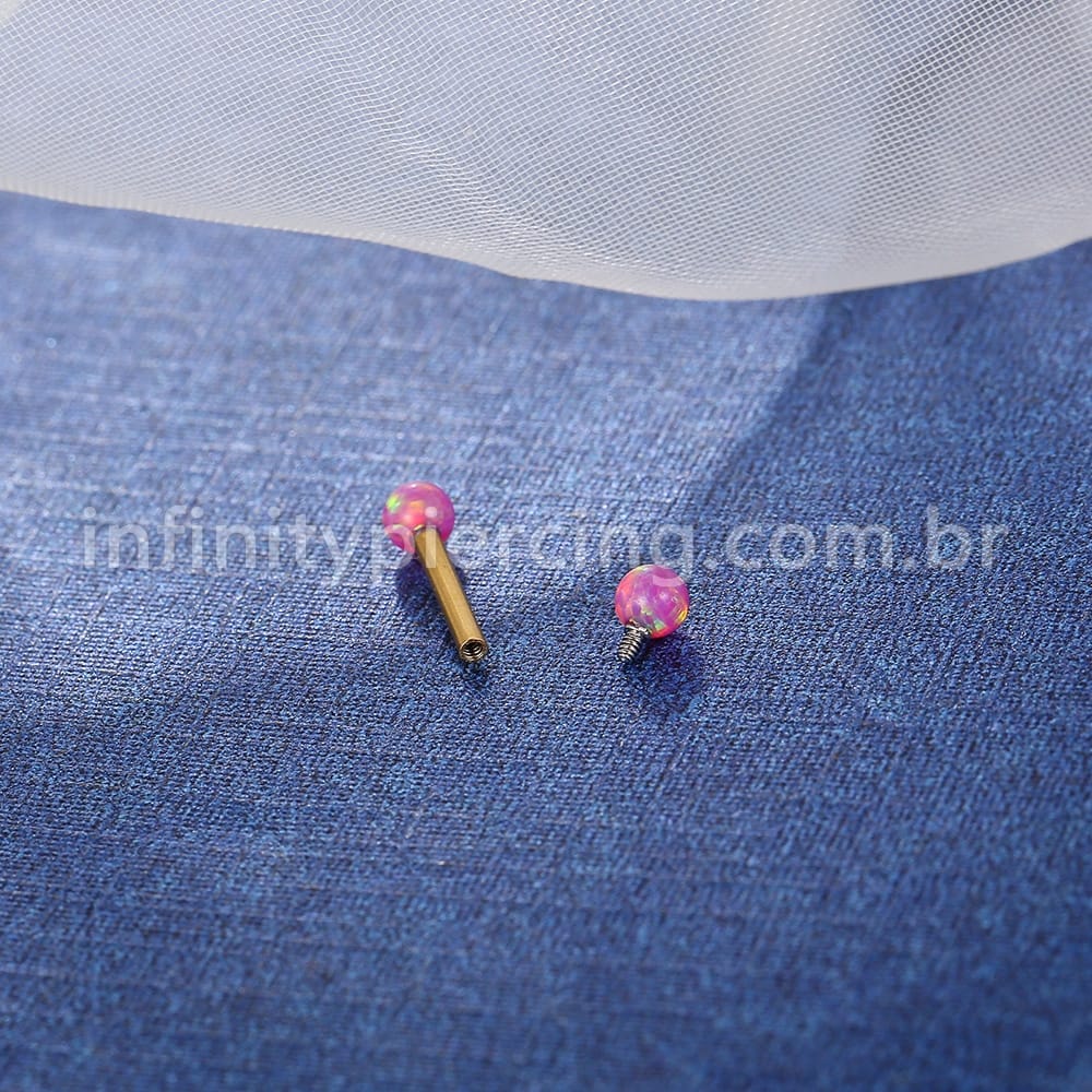Piercing Barbell Reto Opala Aço Cirúrgico 316L