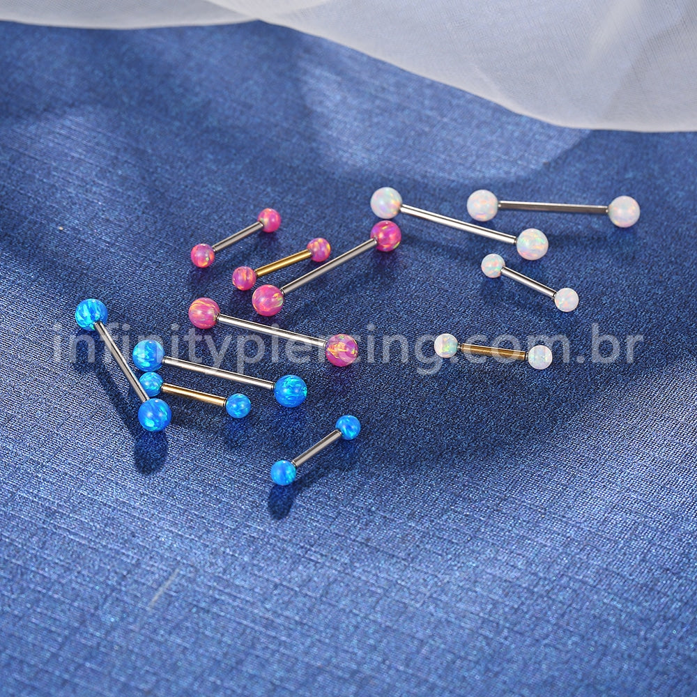 Piercing Barbell Reto Opala Aço Cirúrgico 316L