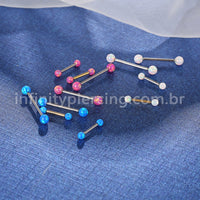 Piercing Barbell Reto Opala Aço Cirúrgico 316L