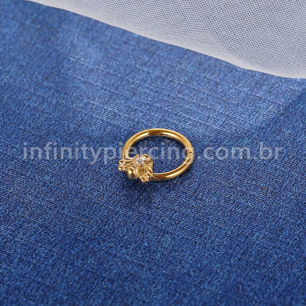 Piercing Argola Aço Cirúrgico Segmento Articulado Abelha Zircônia
