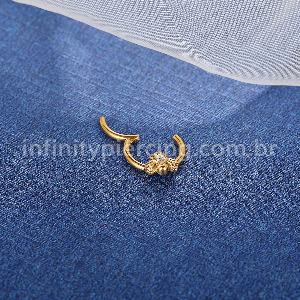Piercing Argola Aço Cirúrgico Segmento Articulado Abelha Zircônia