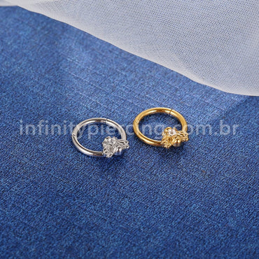 Piercing Argola Aço Cirúrgico Segmento Articulado Abelha Zircônia