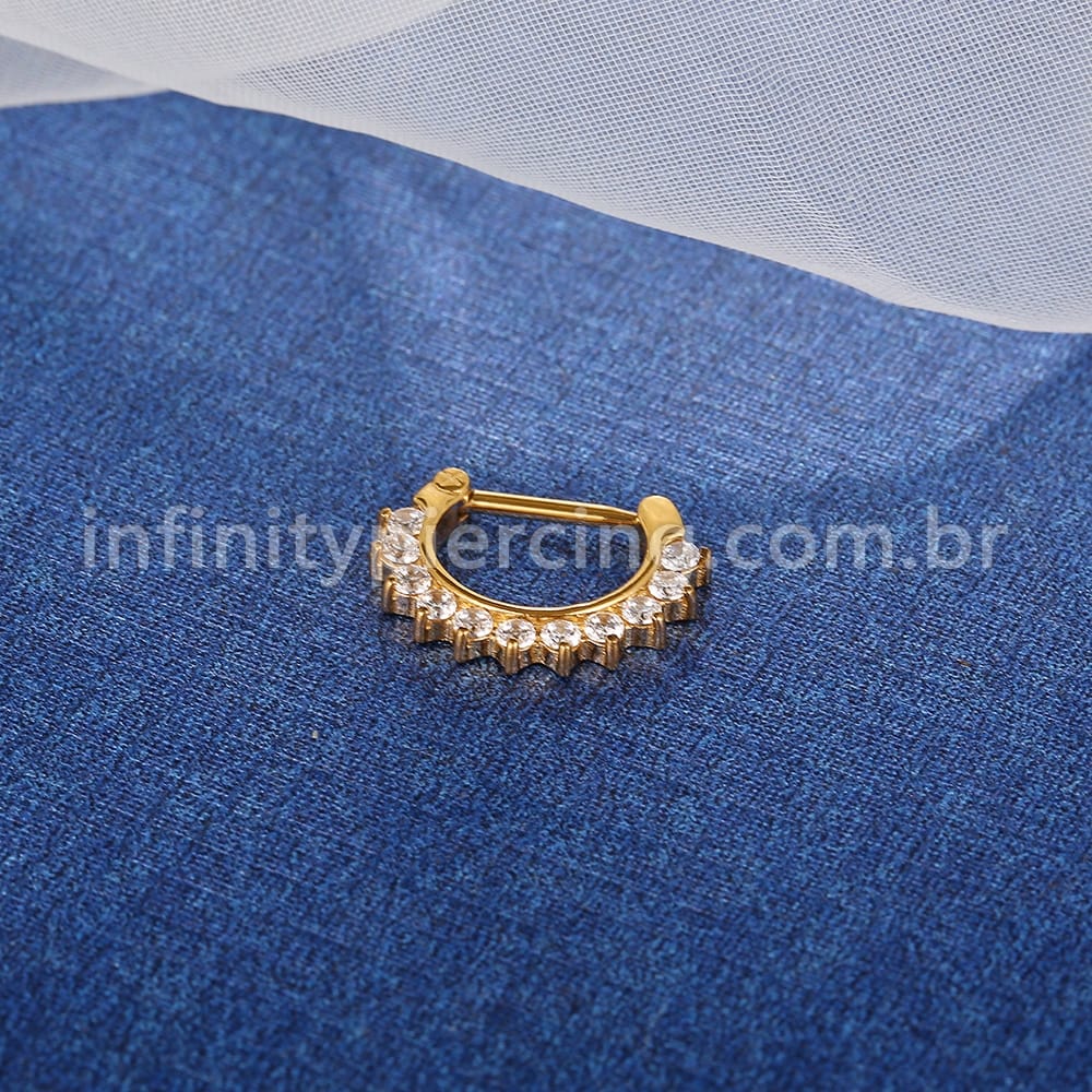 Piercing Meia Argola Aço cirúrgico Segmento Articulado Zircônia