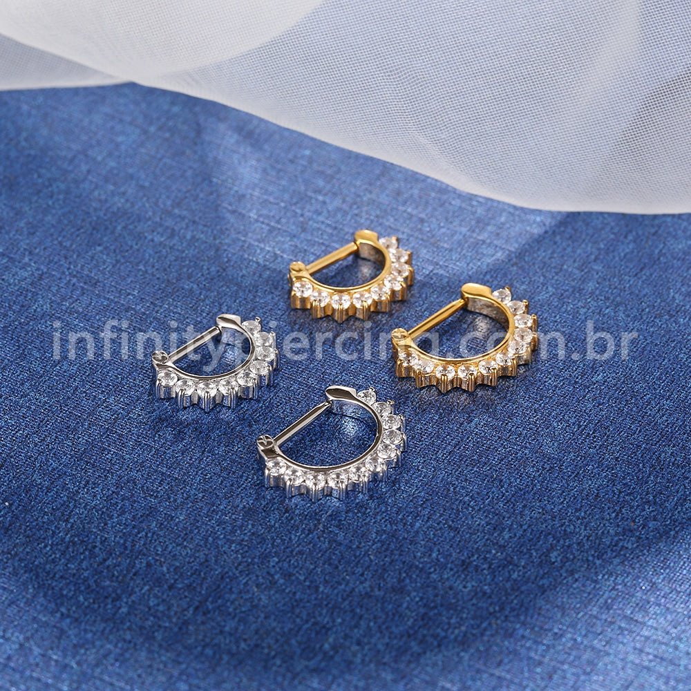 Piercing Meia Argola Aço cirúrgico Segmento Articulado Zircônia