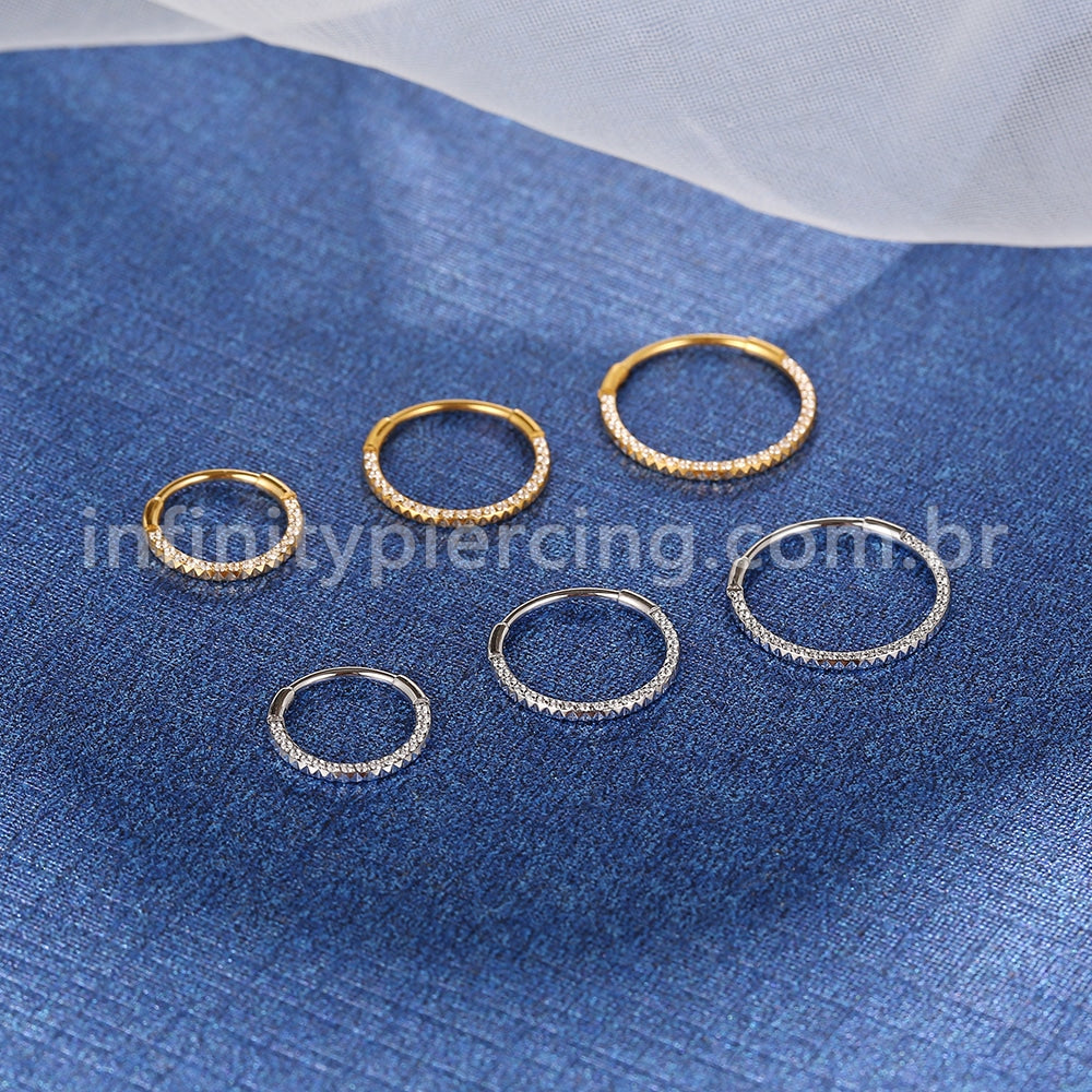 Piercing Argola Titânio Segmento Articulado Zircônia