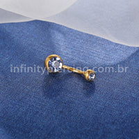 Piercing Banana Titânio 2 Pedras Strass Redondo