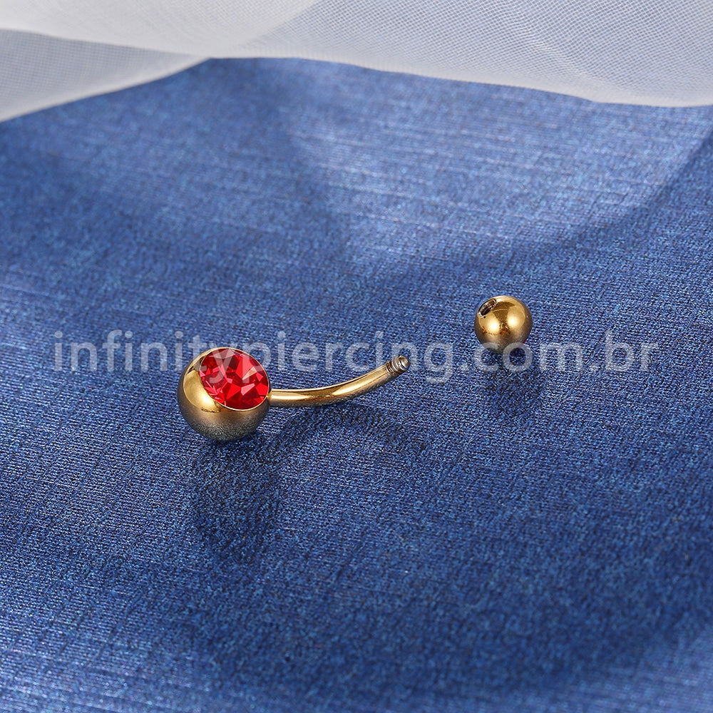 Piercing Banana Titânio 2 Pedras Strass Redondo
