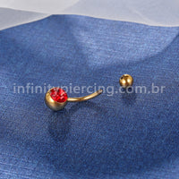 Piercing Banana Titânio 2 Pedras Strass Redondo