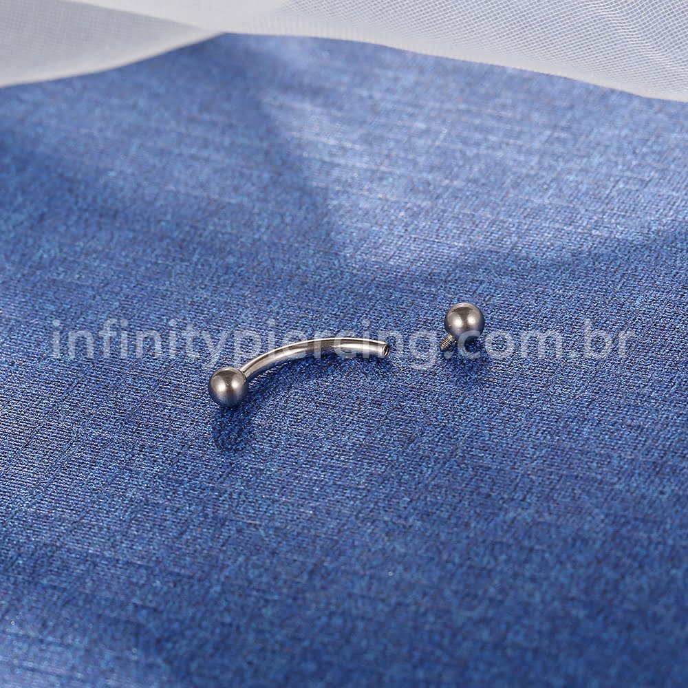 Piercing Microbell Curvo Titânio Rosca Interna