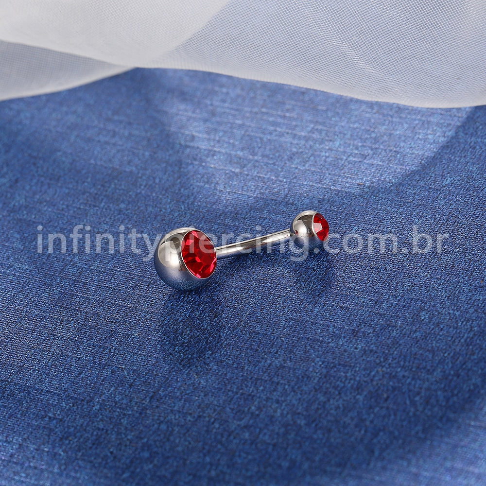 Piercing Banana Titânio 2 Pedras Strass Redondo