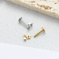 Piercing Labial em Titânio G23 com Estrela Minimalista e Pingente
