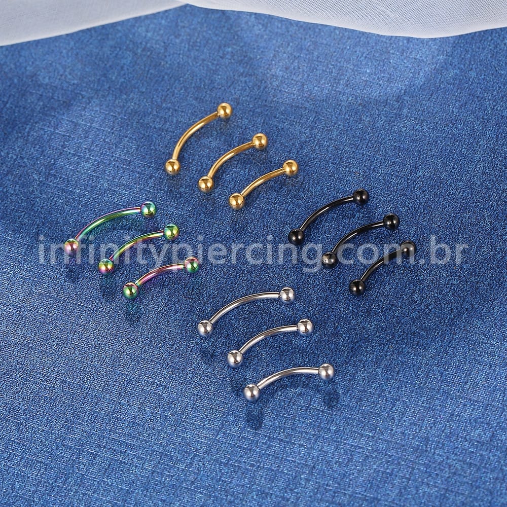 Piercing Minibarbell Curvo Aço Cirúrgico 316 L