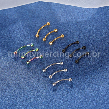 Piercing Minibarbell Curvo Aço Cirúrgico 316 L