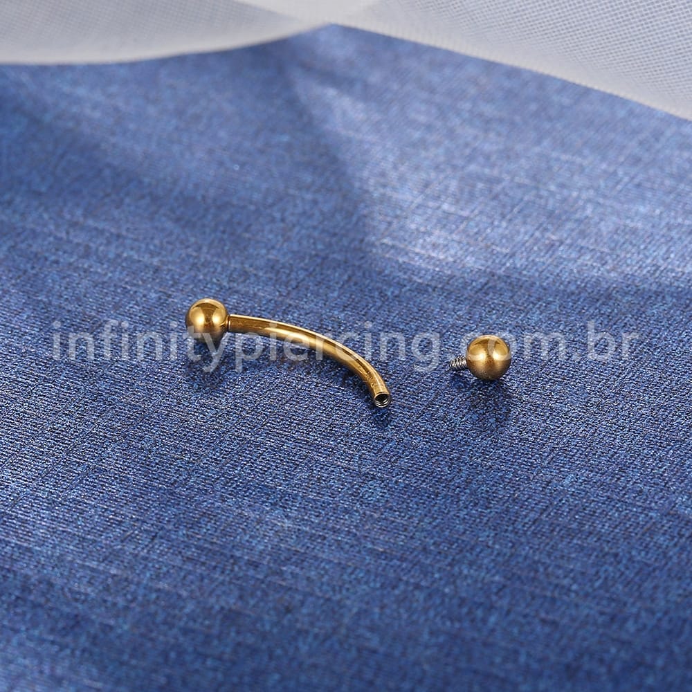 Piercing Microbell Curvo Aço Cirúrgico 316L Rosca Interna