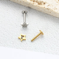 Piercing Labial em Titânio G23 em Formato de Estrela