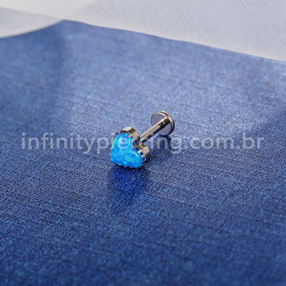 Piercing  Labret Titânio Coração Opala
