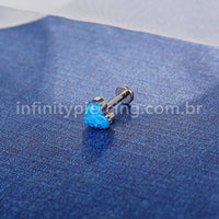 Piercing  Labret Titânio Coração Opala