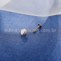 Piercing  Labret Titânio Coração Opala