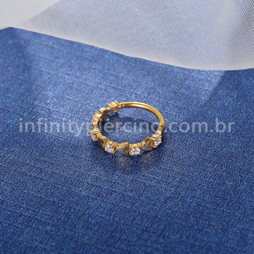 Piercing Argola Aço Cirúrgico Segmento Articulado Coração Zircônia