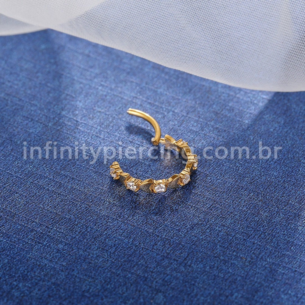 Piercing Argola Aço Cirúrgico Segmento Articulado Coração Zircônia