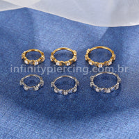 Piercing Argola Aço Cirúrgico Segmento Articulado Coração Zircônia