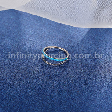 Piercing Argola Titânio Segmento Articulado Dupla Fileira Detalhes/Opala
