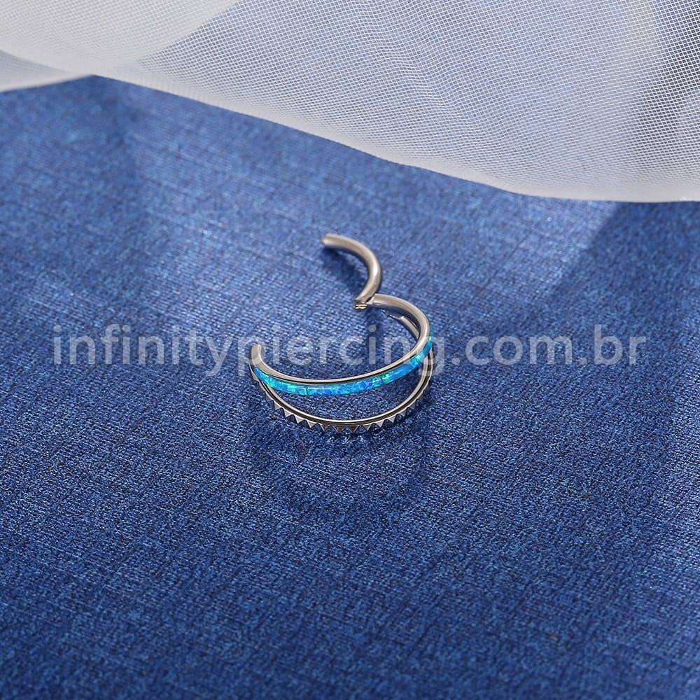 Piercing Argola Titânio Segmento Articulado Dupla Fileira Detalhes/Opala