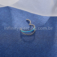 Piercing Argola Titânio Segmento Articulado Dupla Fileira Detalhes/Opala