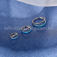 Piercing Argola Titânio Segmento Articulado Dupla Fileira Detalhes/Opala