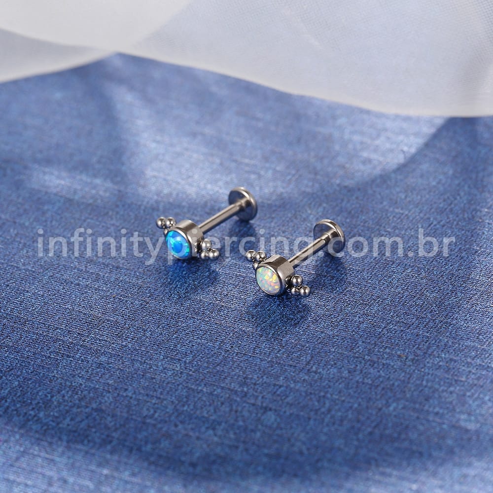 Piercing Labret Push Pin Titânio Indiano Zircônia
