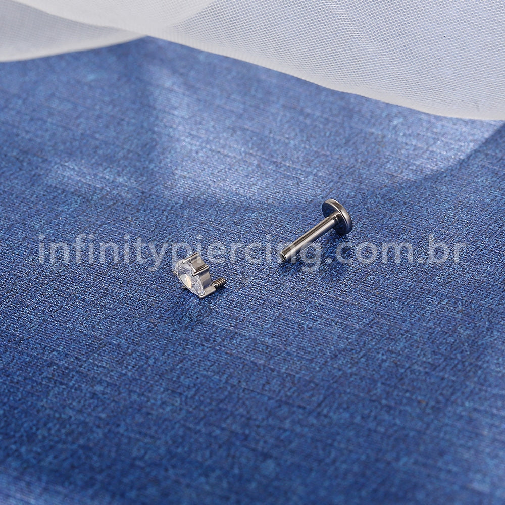 Piercing Labret Titânio Zircônia Gota