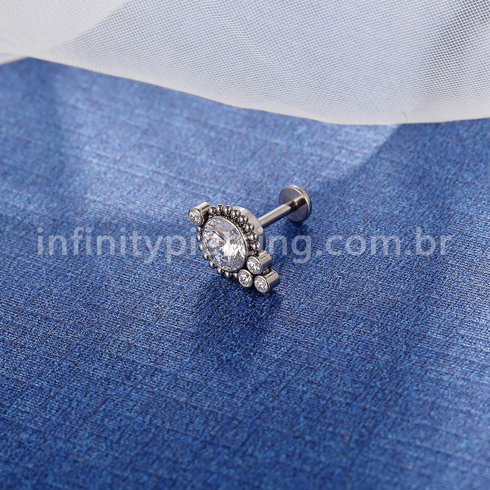 Piercing Labret Titânio Indiano Zircônia