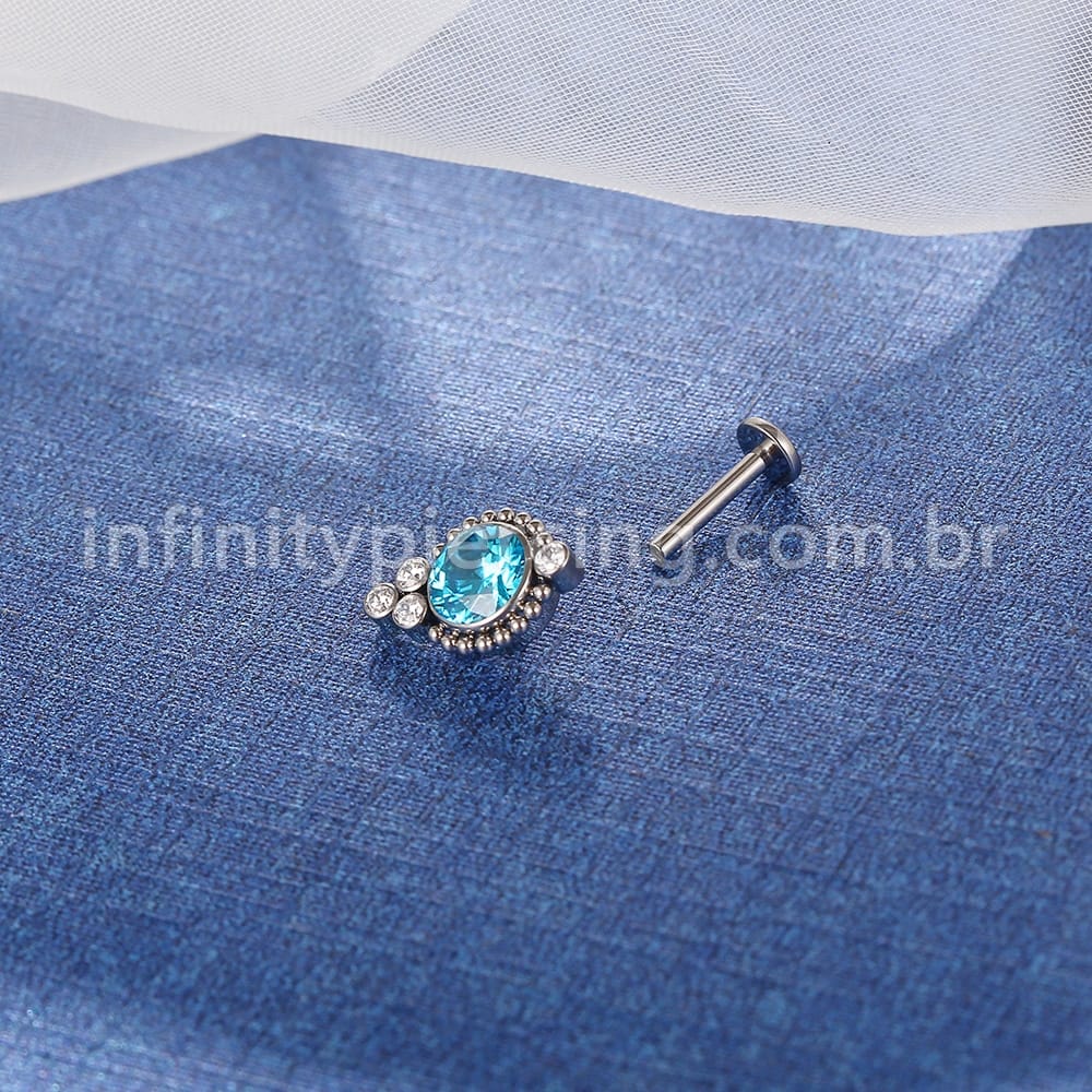 Piercing Labret Titânio Indiano Zircônia