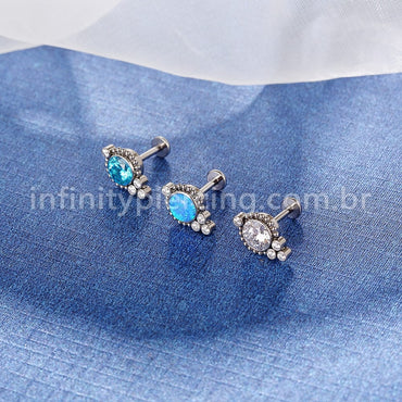 Piercing Labret Titânio Indiano Zircônia