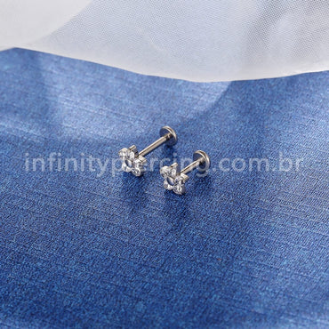 Piercing Labret Titânio Zircônia Flor