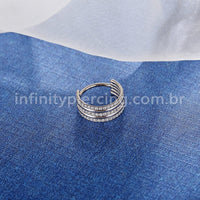Piercing Argola Titânio Segmento Articulado 2 lisas/3 Zircônia Cravejada