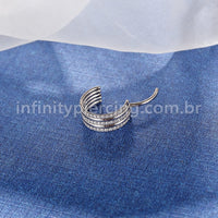 Piercing Argola Titânio Segmento Articulado 2 lisas/3 Zircônia Cravejada