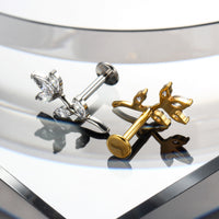 Piercing Labret em Titânio G23 com Design de Flor de Ameixeira em Ramos – Joia Elegante e Feminina
