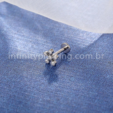 Piercing Labret Titânio Zircônia Flor