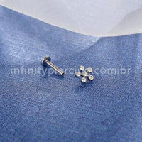 Piercing Labret Titânio Zircônia Flor