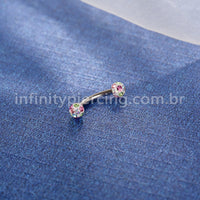 Piercing Microbell Curvo Titânio Cristais Swarovski