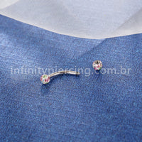 Piercing Microbell Curvo Titânio Cristais Swarovski
